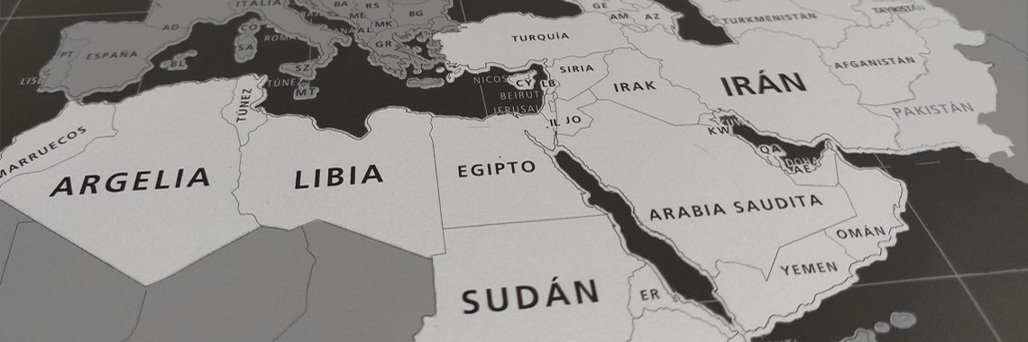 Arabia Saudita, Argelia, Egipto, Emiratos Árabes Unidos, Irak, Irán (oeste del país), Israel, Jordania, Kuwait, Líbano, Libia, Marruecos, Mauritania, Omán, Palestina, Qatar, Sáhara Occidental, Siria, Somalia, Sudán, Túnez, Yemen ó Yibuti