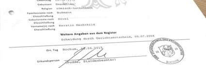 Certificado alemán de Matrimonio traducido, firmado y sellado