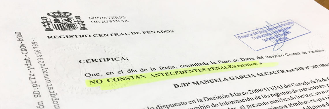 Certificado de Antecedentes Penales español