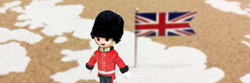 muñequito británico sobre un mapa de Inglaterra